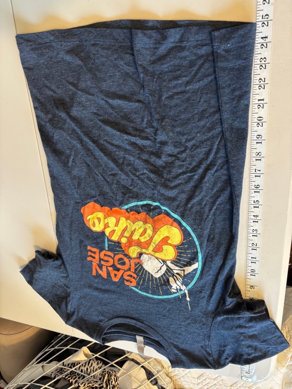 San Jose Taiko Womens Distressed Graphic Tee Size Medium Heathered Blue Drum - Picture 7 of 7